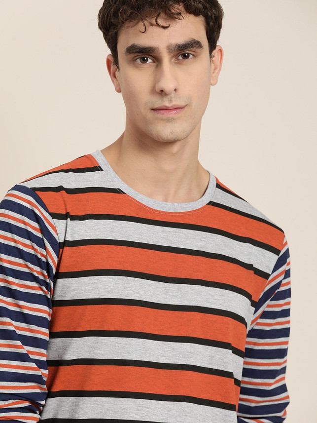 Moda Rapido Striped Men Round Neck 