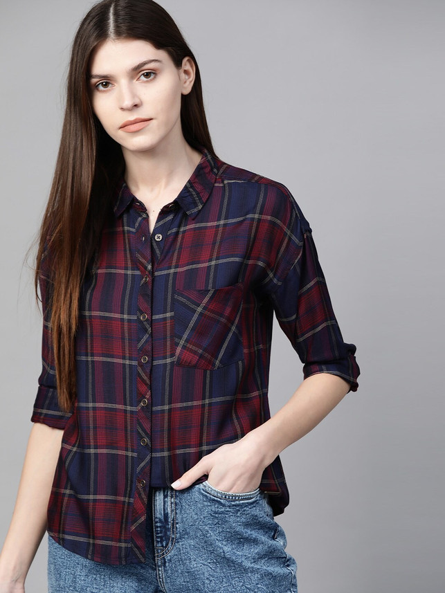 Roadster Women Checkered Casual Dark 