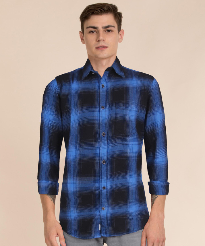 Pepe Jeans Men Checkered Casual Blue 