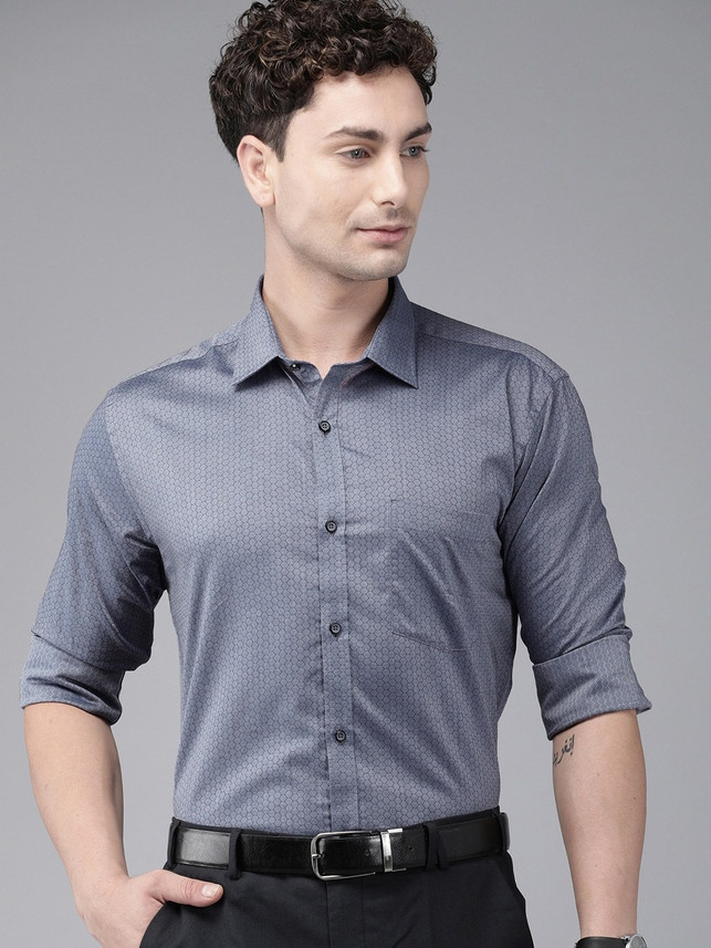 PARK AVENUE Men Self Design Formal Grey 