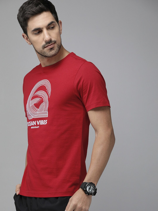 Wildcraft Printed Men Round Neck Red T 