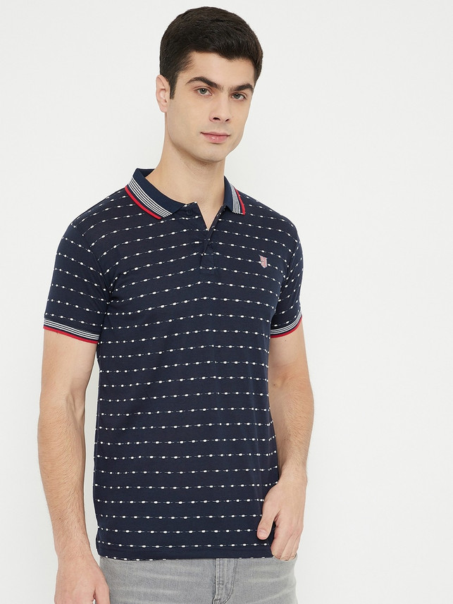 DUKE Printed Men Polo Neck Blue T-Shirt 