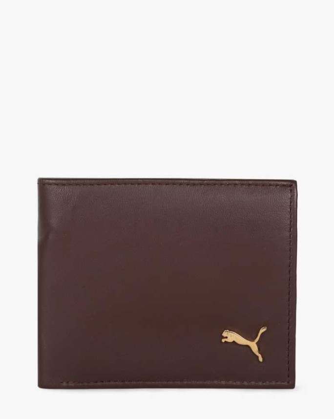 puma men brown genuine leather wallet