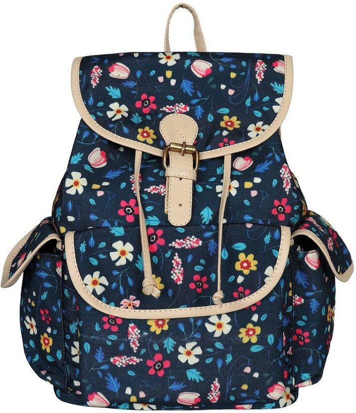 blue floral backpack