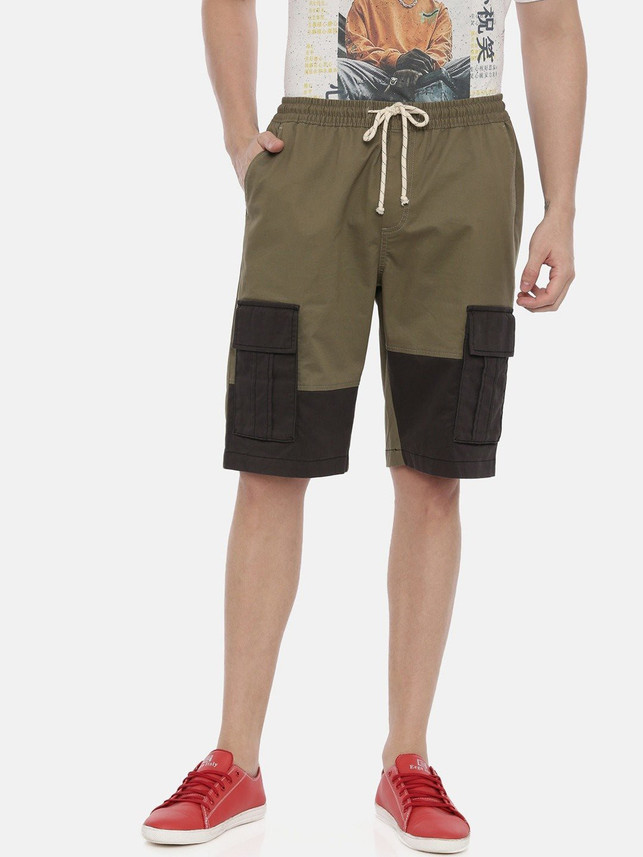 BREAKBOUNCE Color Block Men Green Cargo 