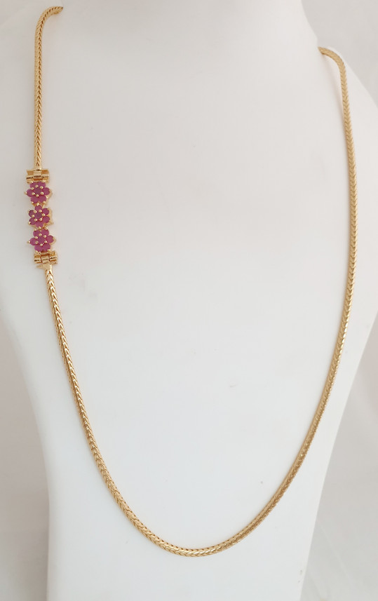 elegents 3 flower RUBY MOP chain Cubic 
