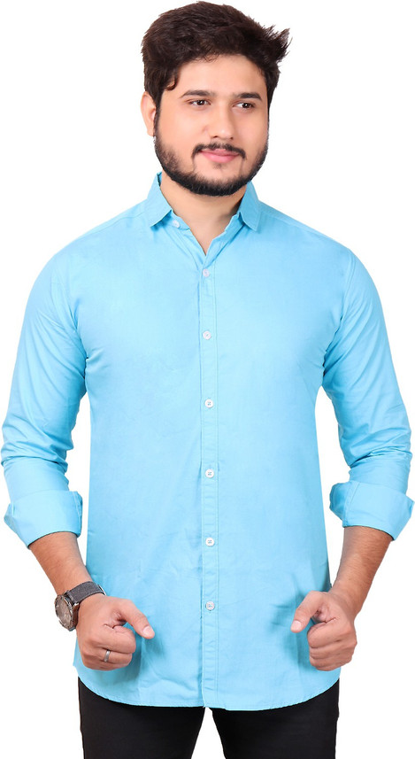 SHADE Men Solid Casual Light Blue Shirt 