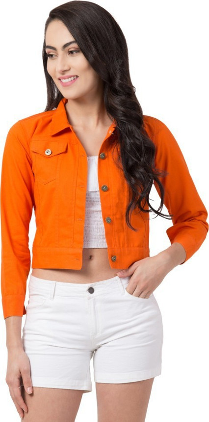Full Sleeve Solid Women Denim Jacket 