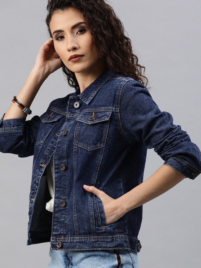 Full Sleeve Solid Women Denim Jacket 