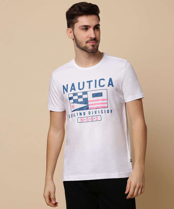 NAUTICA Printed Men Round Neck White T 