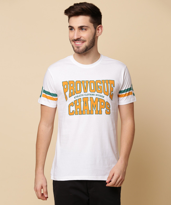 PROVOGUE Printed Men Round Neck White T 