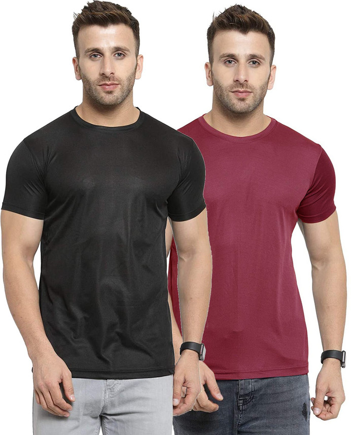UDI n ADI Solid Men Round Neck Maroon 