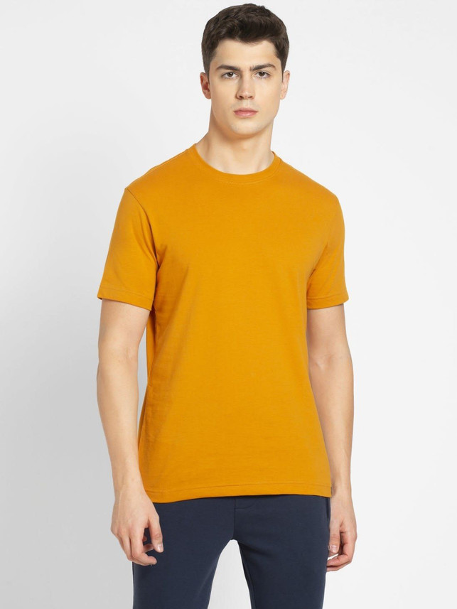 JOCKEY Solid Men Round Neck Yellow T 