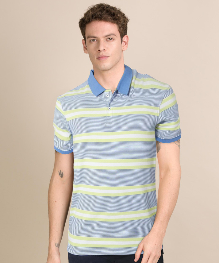 PETER ENGLAND Striped Men Polo Neck 