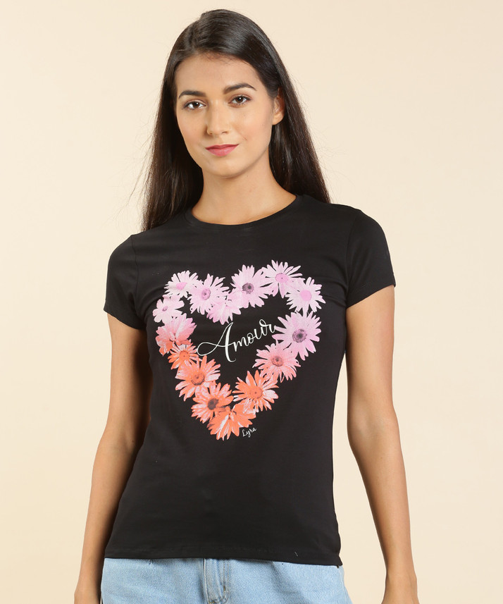 Buy Lyra Printed Women Round Neck Black 