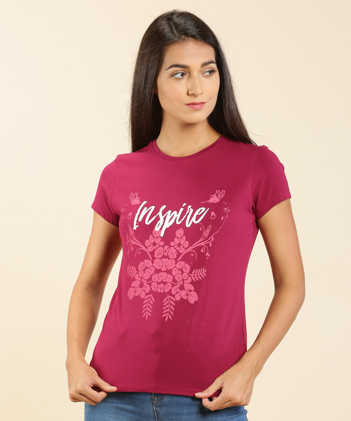 Lyra Printed Women Round Neck White 