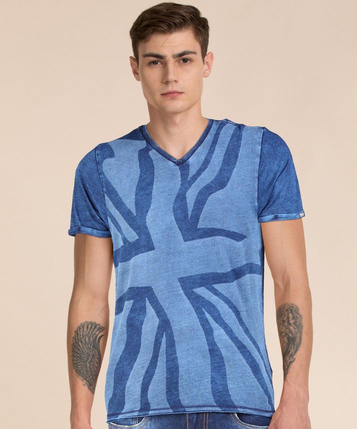 Pepe Jeans Printed Men Round Neck Blue 