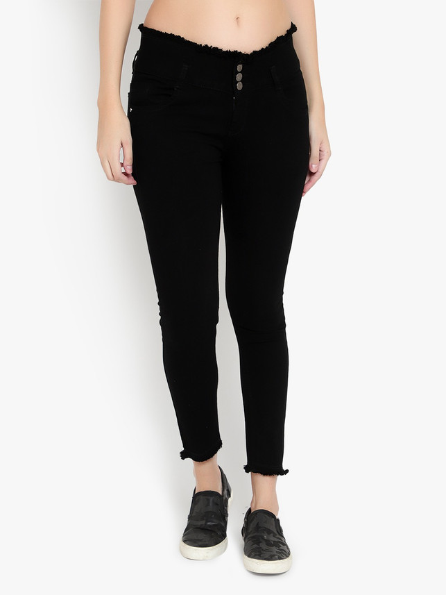 AKACY 3 Button Frey Hem Stretchable 