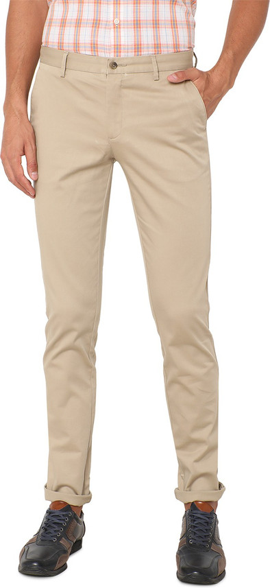 Greenfibre Slim Fit Men Beige Trousers 