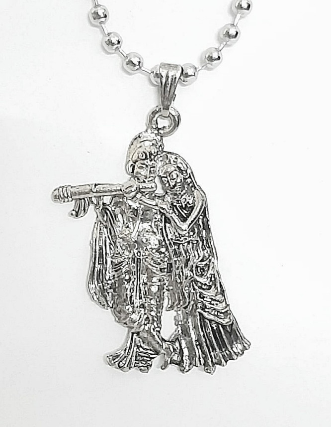 R G TRENDS silver radha krishna locket 