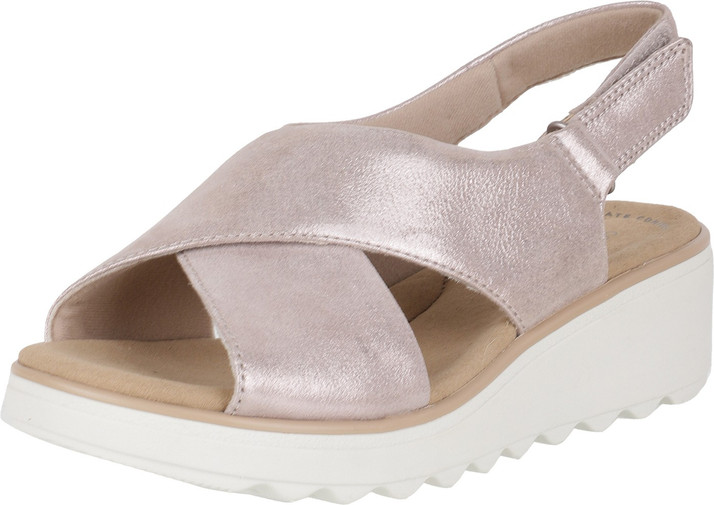 clarks silver wedges