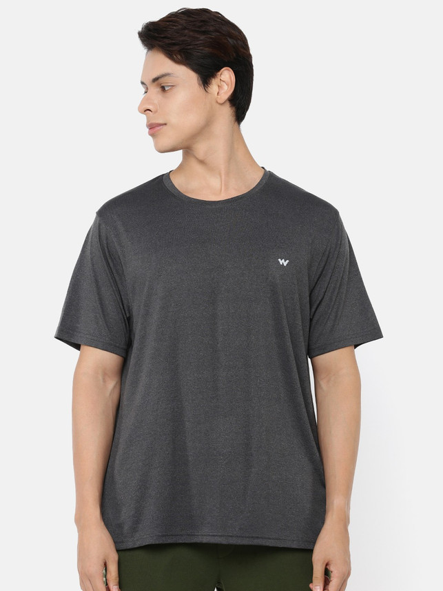 Wildcraft Solid Men Round Neck Grey T 