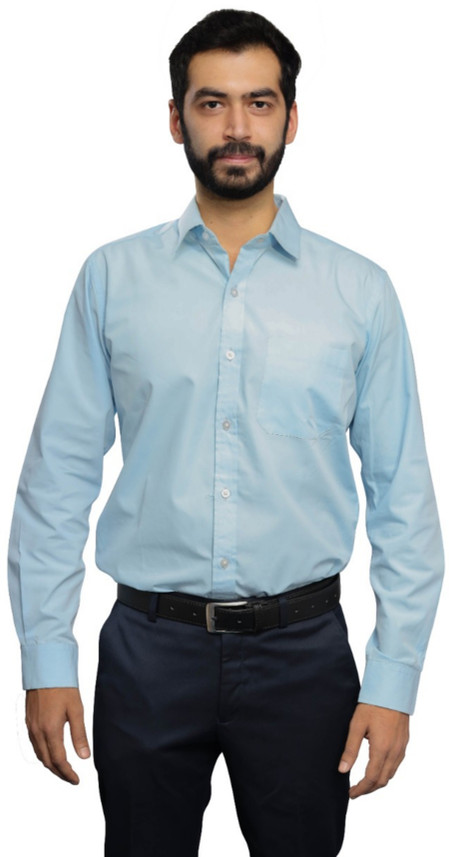 high skyzz Men Solid Formal Blue Shirt 