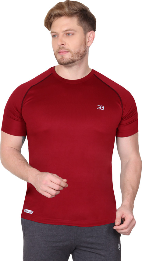 BIG BUTTON Solid Men Round Neck Red T 