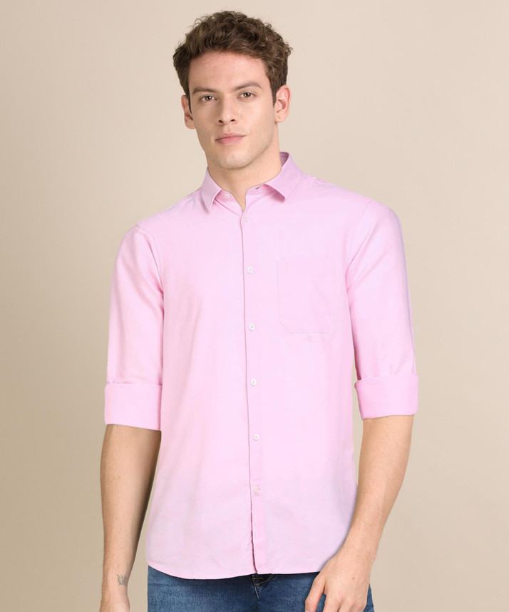 INDIAN TERRAIN Men Solid Casual Pink 