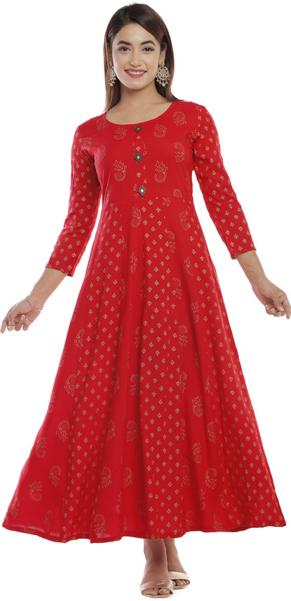 red anarkali kurta