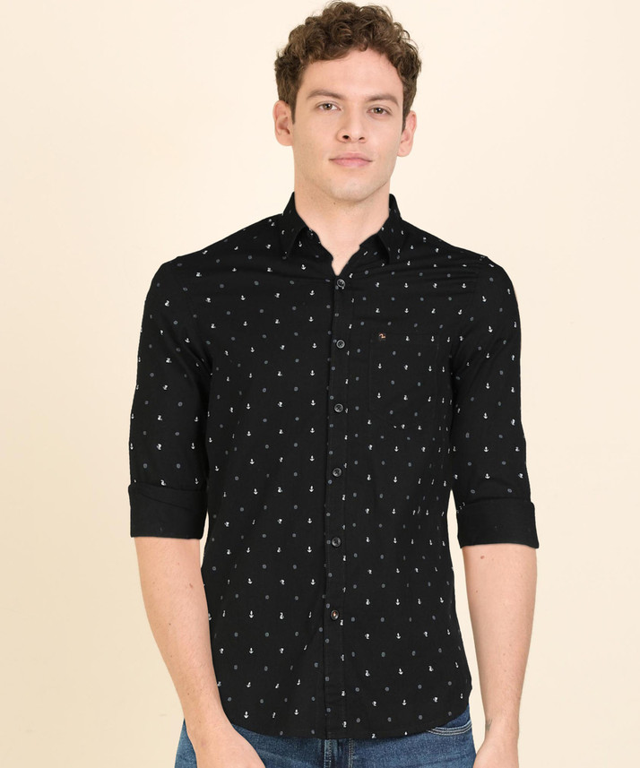 Spykar Men Printed Casual Black Shirt 