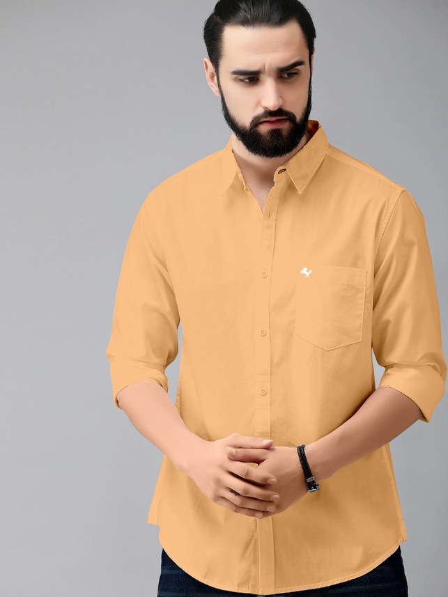 Cameron Men Solid Casual Cream Shirt 