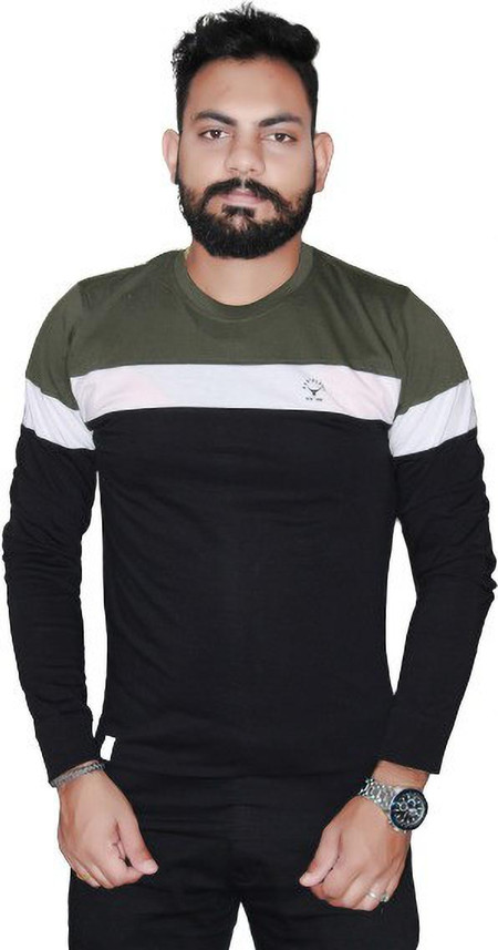 Radiology Solid Men Round Neck Black T 