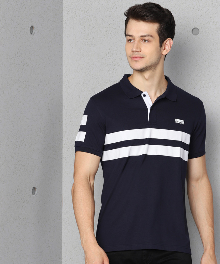 METRONAUT Striped Men Polo Neck Dark 