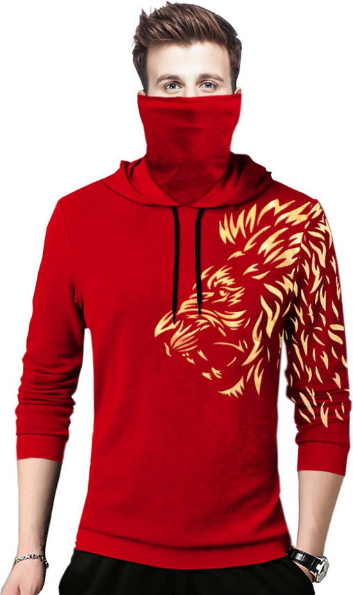 Buy TRIPR Printed Men Hooded Neck Red T 