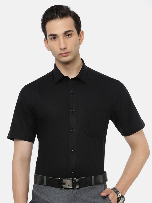 Ramraj Cotton Men Solid Formal Black 