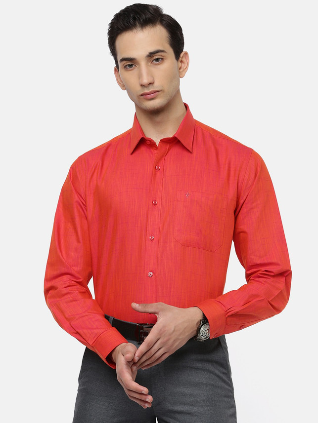 Ramraj Cotton Men Solid Formal Red 
