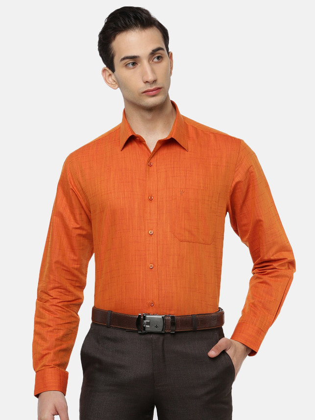 Ramraj Cotton Men Solid Formal Orange 