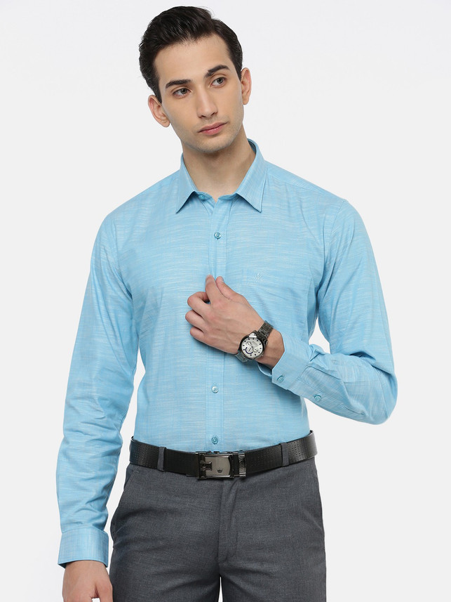 Ramraj Cotton Men Solid Formal Blue 