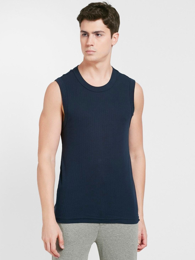 JOCKEY Solid Men Round Neck Dark Blue T 