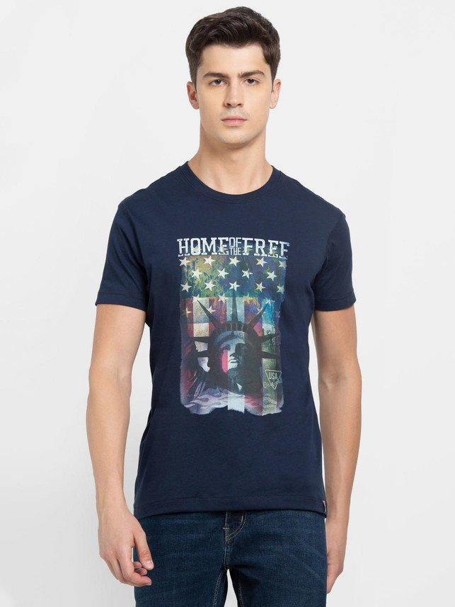 JOCKEY Printed Men Round Neck Dark Blue 