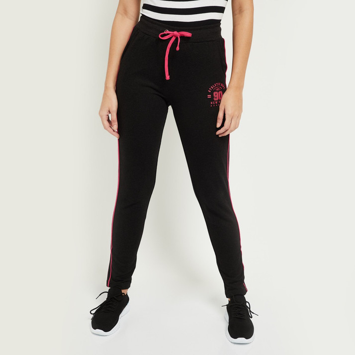 MAX Striped Women Black Track Pants 