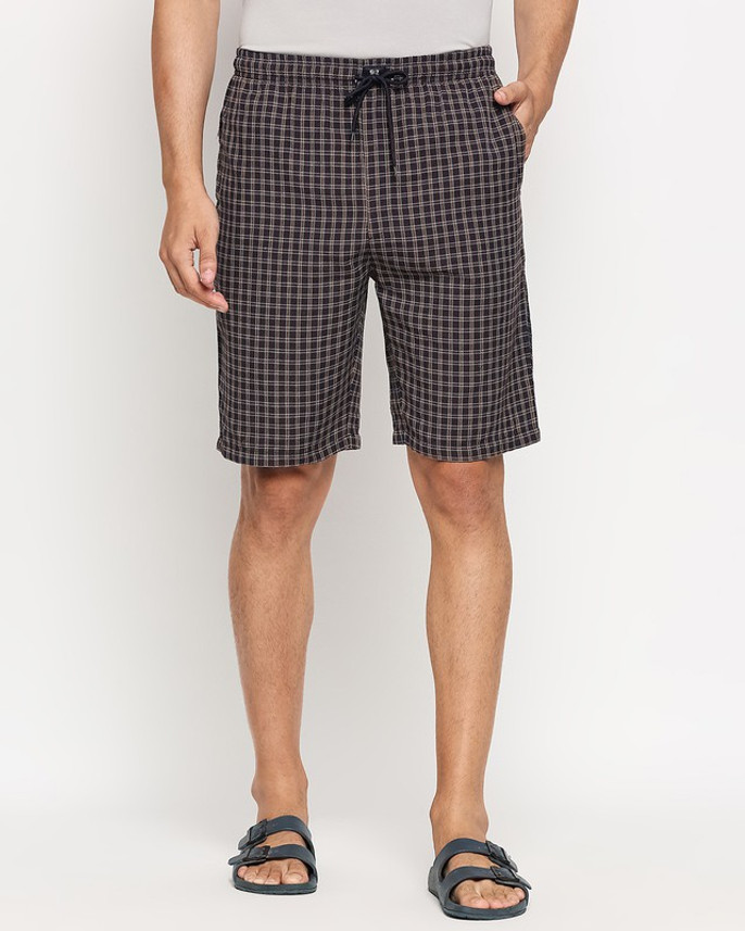 G-7 Checkered Men Khaki Bermuda Shorts 