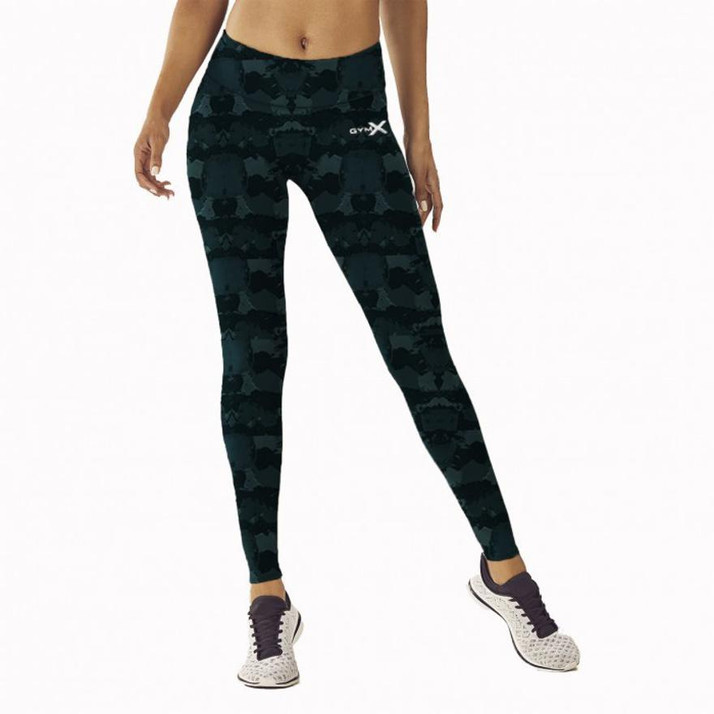 Gymx Printed Women Blue Tights - Buy 