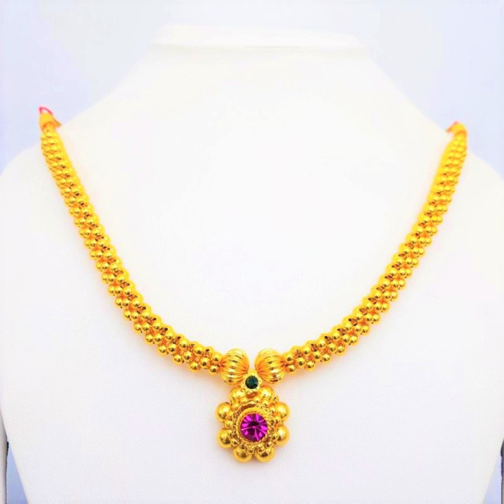 Kolhapuri Saaj Gold Plated Thushi 