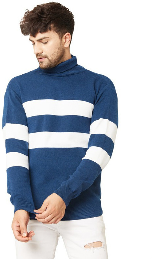 KVETOO Striped Turtle Neck Casual Men 