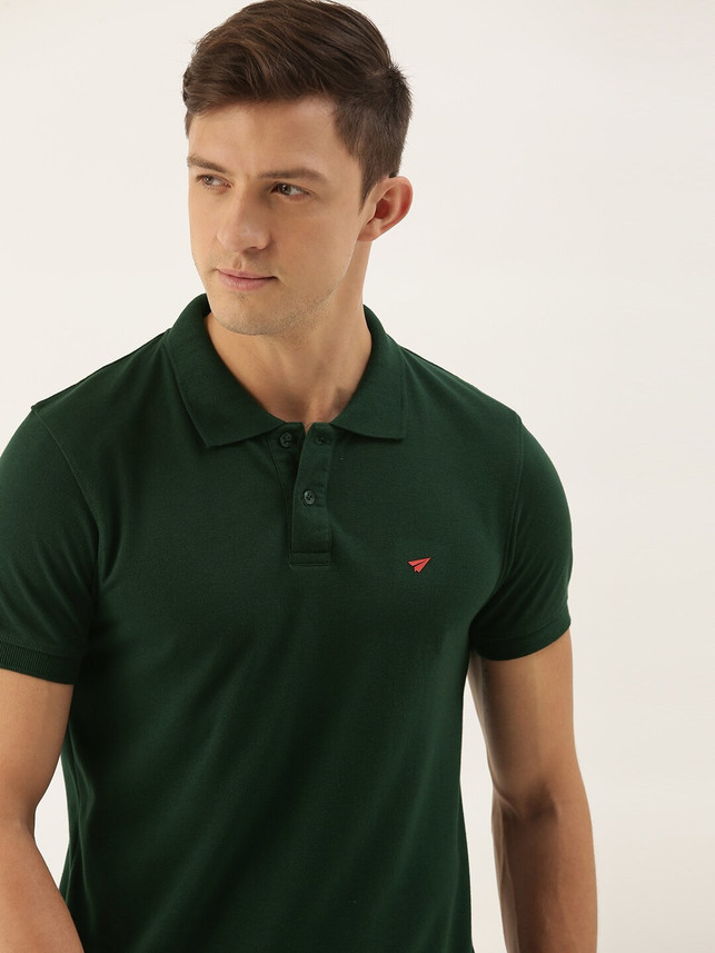 INVICTUS Solid Men Polo Neck Green T 