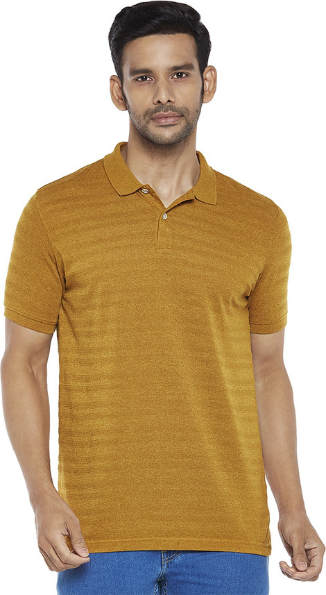 Pantaloons Solid Men Polo Neck Yellow 