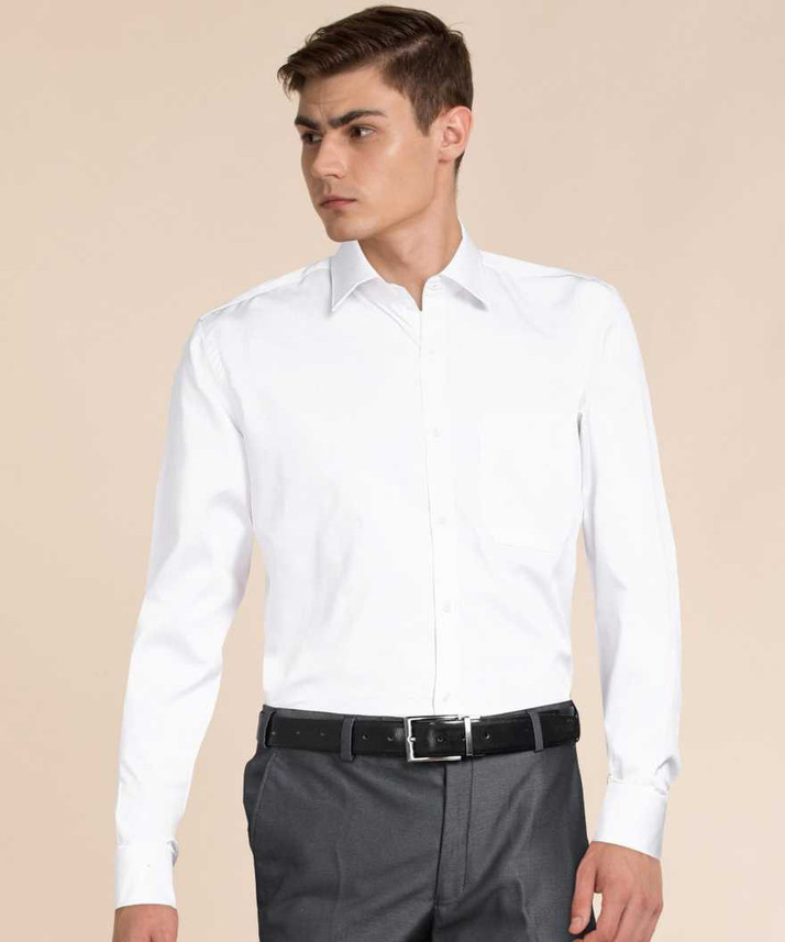 Buy Zodiac Men Solid Formal White Shirt 