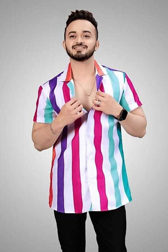 MAHADEV Men Printed Formal White, Pink 